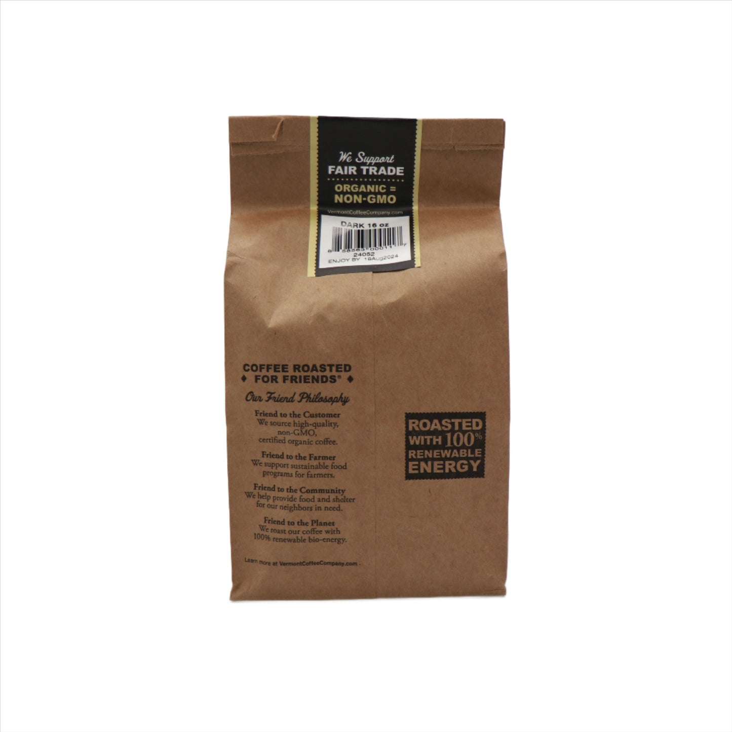 VT Artisans Organic Dark 12 OZ Bag