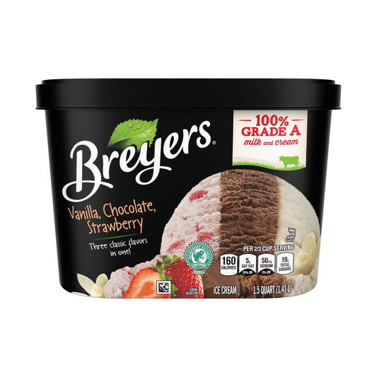 Breyers Vanilla, Chocolate, Strawberry